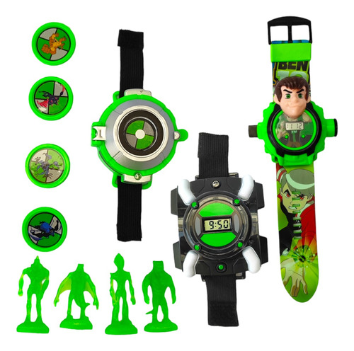 Kit 3 Ben 10 Relógio Omnitrix, Lançador De Discos E Projetor