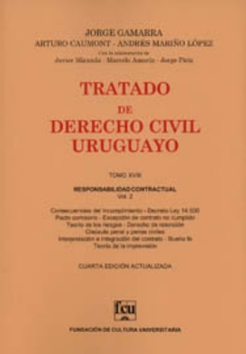 Tratado De Derecho Civil Uruguayo Tomo Xviii, de Jorge Gamarra. Editorial Fundación de Cultura Universitaria, tapa blanda, edición 1 en español