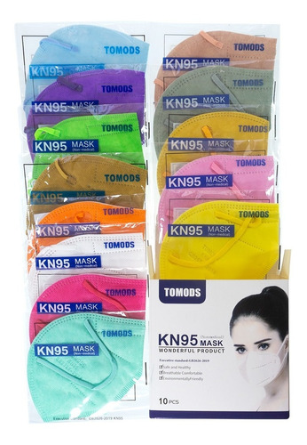 Imagen 2 de 8 de Kn95 Mascarillas Cubrebocas Lavables 13 Pzs Colores Tomods