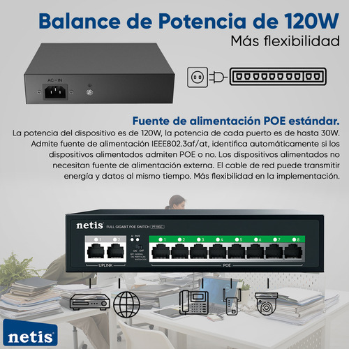 Netis Switch Poe P110gc 8 Puertos Poe+ 2 Puertos /1000 Mbps