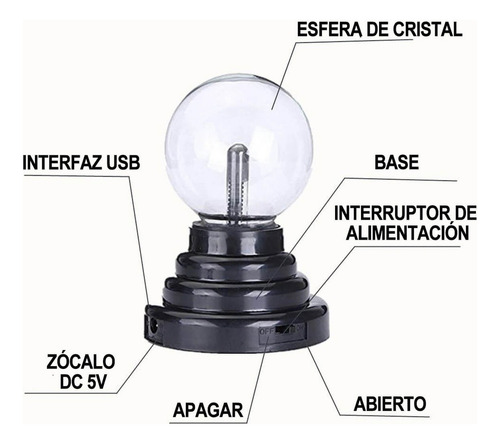 Lámpara Plasma Mesa Cristal Sensor Toques Eléctricos