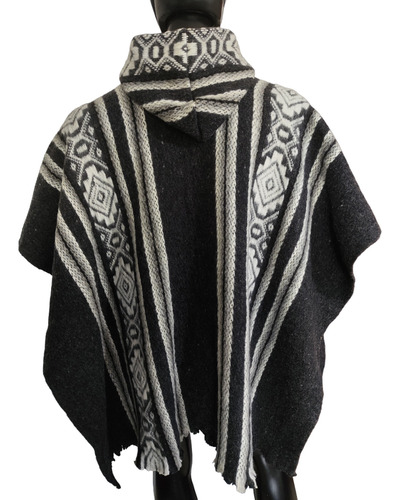 Ruana Poncho Hombre Tejido Artesanal Urbana Ligera Capota