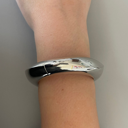 Brazalete Chunky Ajustable, Pulsera Gruesa Tendencia Moda Plateado 6 Cm 6 Cm