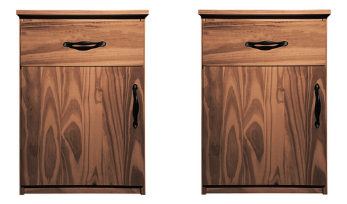 Combo 2 Mesas De Luz Cajon Madera Macizo Puerta 42x50 Oferta