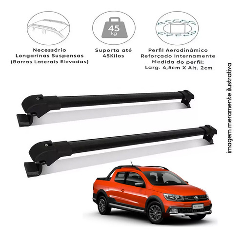 Rack Travessa De Pick Up Saveiro Cross 2015 Slim Preto