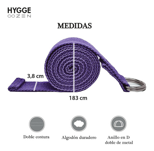 Imagen 2 de 10 de Cinturón Yoga Cinto Fitness Pilates Estiramiento Elongación