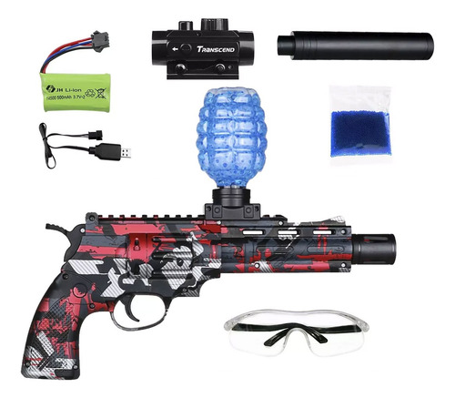 Revolver Elétrico Completo Orbeez Bbs Gel Camuflado Vermelho