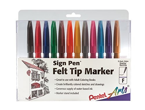 Pentel Color Pen Set 36 Assorted Colors Great for Adult Coloring Book Art Craft
