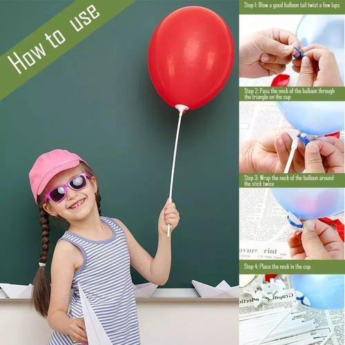 200pcs Popotes Porta Globo Base Burbuja 42cm Fiesta Evento