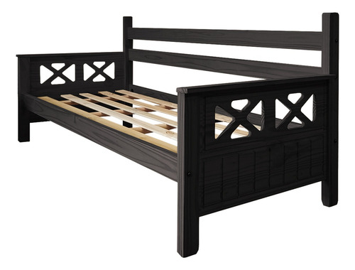 Divan Cama 1 Plaza Sajo Madera Pino Macizo 80x190 Cm Color Negro
