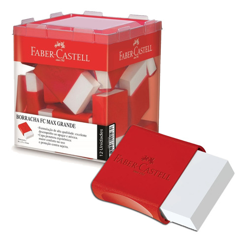 Borracha Larga Grande Plastica Branca Faber Castell Kit 12