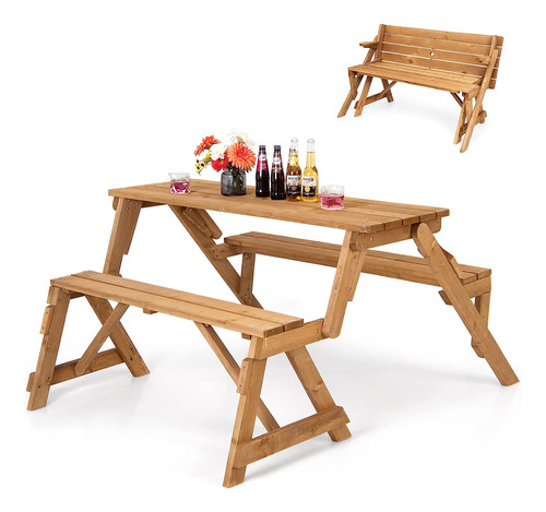 Mesa De Picnic, Juego De Mesa De Picnic Convertible 2 En 1, 