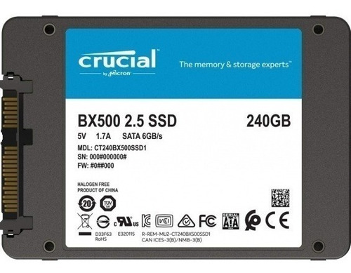 Disco Duro Solido Crucial Ssd 240gb 2.5 Sata Iii Bx500 