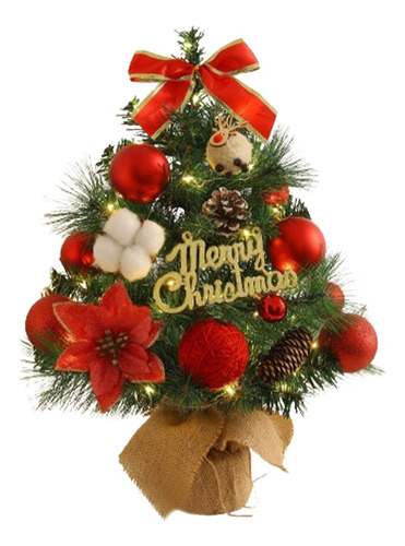 Rbol De Navidad De Mesa Con Luces, Regalo De 60 Cm Rojo
