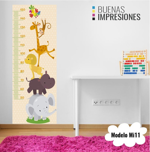 Imagen 5 de 10 de Vinilos Decorativos Medidores Infantiles Animales, Buho