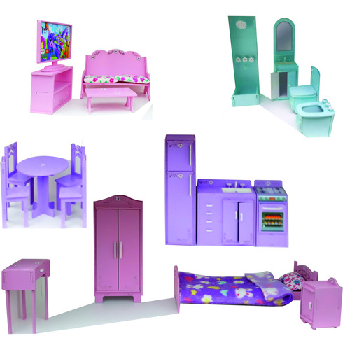 Muebles Para Casita De Muñecas Alpina De Lujo * Sol Y Luna * Rosa