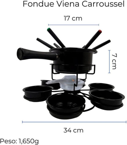 Imagem 2 de 8 de Kit Conjunto De Fondue Panela Giratorio Viena 16pcs Completo