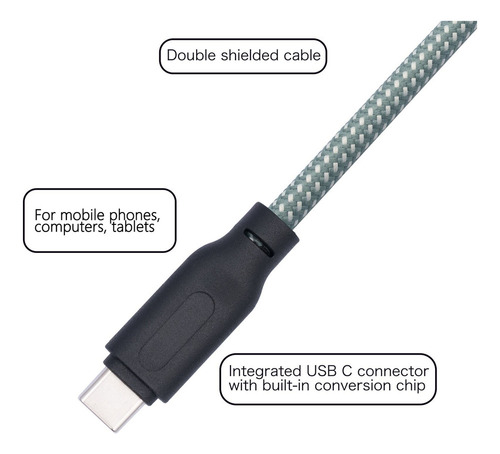Cabo De 6,35 Mm Para Usb C Cabo De Gravação Tipo Estéreo De