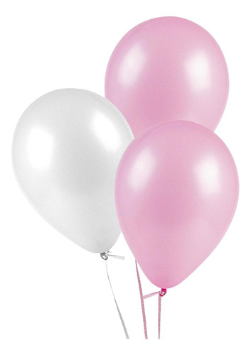 Globo Liso Blanco/color De 25 Unidades Celebraciones Glam