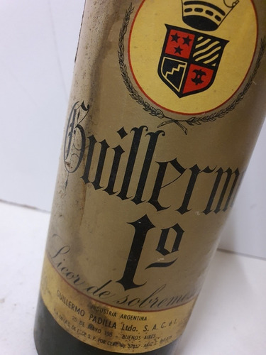 Antigua Botella De Licor Guillermo 1 