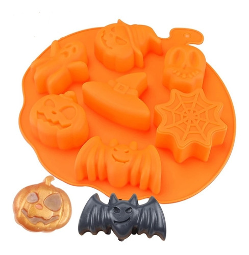 Molde Silicón Halloween Calabaza, Telaraña, Fantasma (1 Pza)