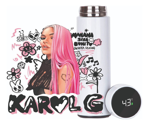 Termo Con Led 500 Ml Bichota, Karol G,