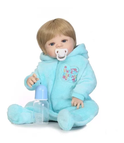 Boneco Bebê Reborn - Menino - Azul - 39 cm - Brink Model