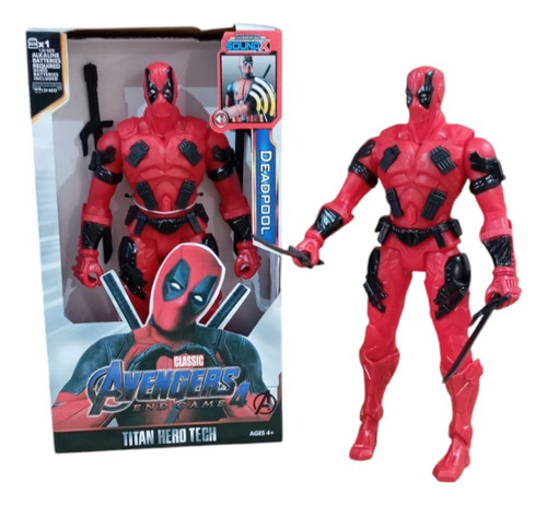 Boneco Articulado Dead Pool 30cm, Som E Led