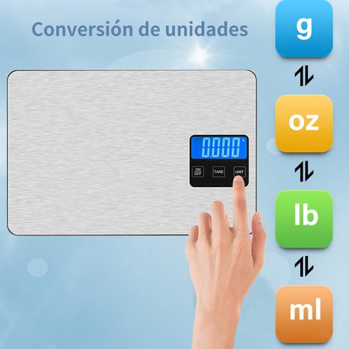 Báscula De Cocina Digital Acero Inoxidable Recargable 15kg