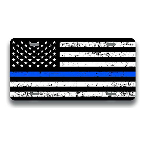 Thin Blue Line Distressed Flag License Plate Tag Vanity...