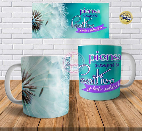 Plantillas Tazas Frases Positivas 4 + Mockup Sublimar Diseño