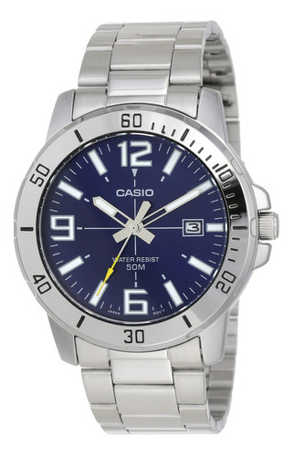 Reloj Deportivo Analógico Casio Enticer Con Esfera Azul Para