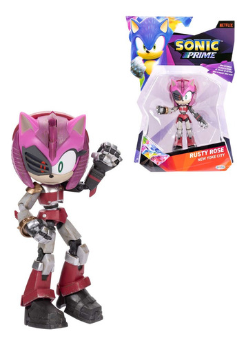 Sonic Prime Figura Rusty Rose New Yoke City De 5 Pulgadas