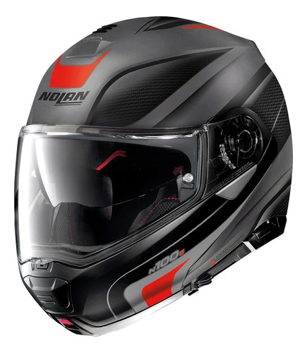 Casco Abatible Nolan 100-5 Orbiter N-com 68 Gris/negro/rojo