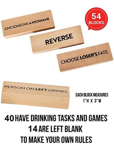 Buzzed Blocks Juego De Beber Para Adultos: 54 Bloques Con Y