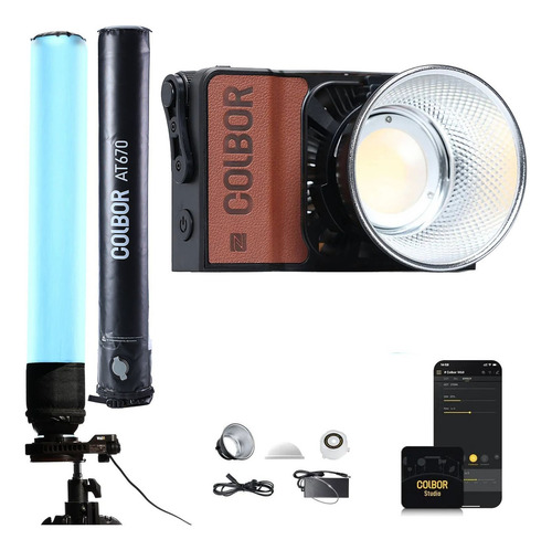 Kit Iluminador Led Colbor W60r Rgb Bicolor + Softbox Tubular