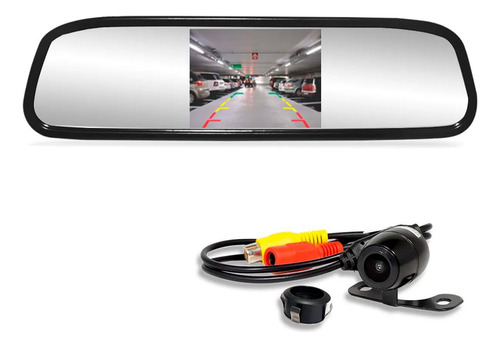 Kit Espelho Retrovisor Lcd + Câmera De Ré Visão Noturna