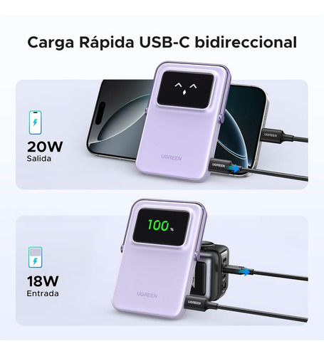Ugreen Powerbank Magsafe 5000mah Carga Rápida 15w Púrpura