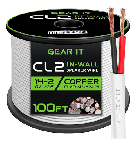 Gearit 14/2 Cable De Altavoz (100 Pies) Calibre 14 (aluminio