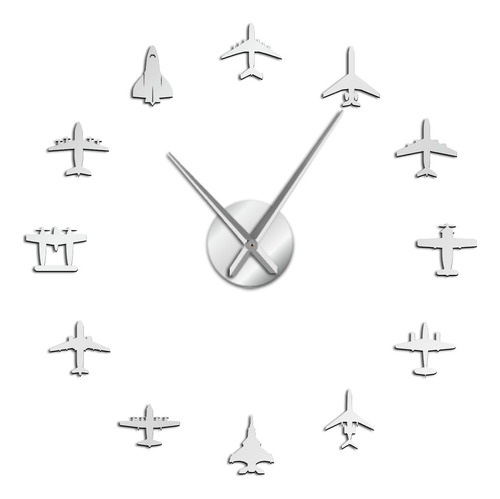 Reloj De Pared Gigante Moderno Con Diseño De Avión De Combat