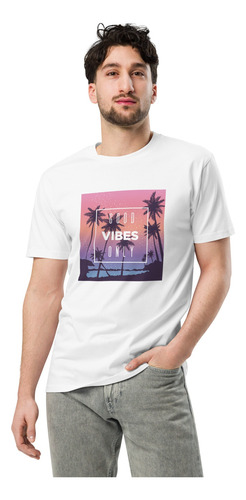 Playera Casual Estampado Veraniego. Good Vibes Only
