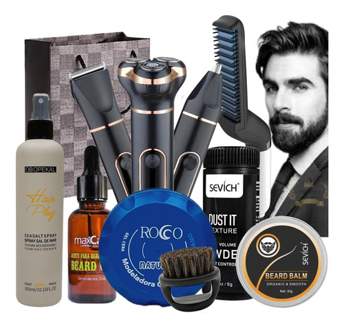 Kit Barbería Hombre Regalo Aceite/cera/maquina De Afeitar