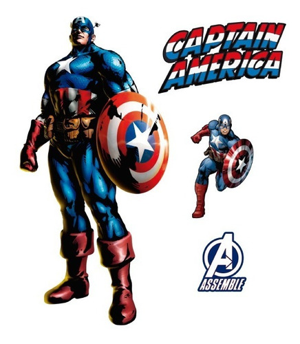 Superhéroes 2, Vinilo Decorativo Capitan America Avengers