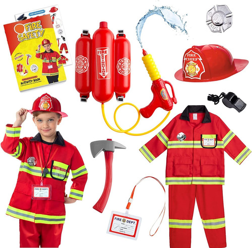 Born Toys Disfraz De Bombero Para Niños, Lavable, Abrigo De 