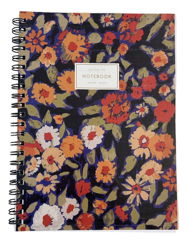 Cuaderno Espiralado A4 Decorline Hoja Rayada Color Negro Hojas