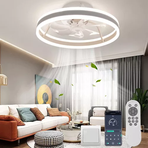 Ventiladores de techo regulables con iluminación, luz de techo con  ventilador creativo, lámpara de techo con control remoto de 50 W, luz de  techo con