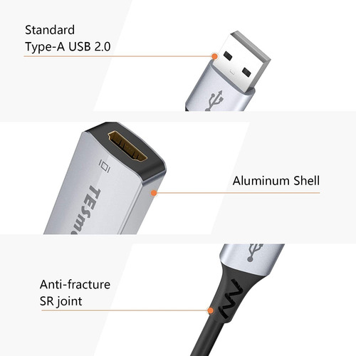 Adaptador Usb A Hdmi, Convertidor De Cable De Audio Hd 1080p