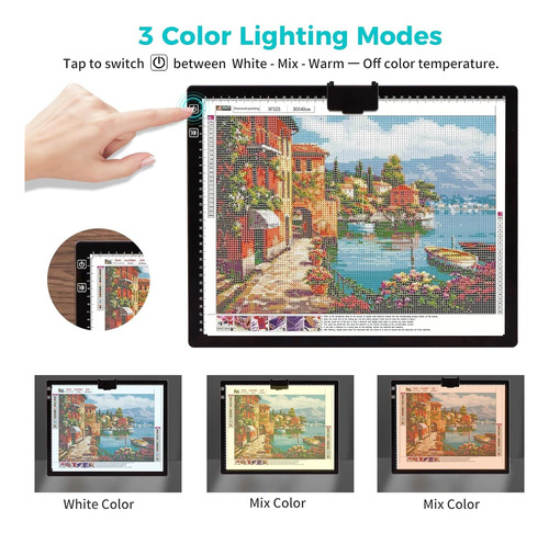 Mesa De Dibujo Luz Led Recargable Con Clip Magnetico A3