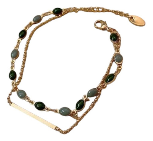 Pulsera Dorada - Verde - Gris Mujer