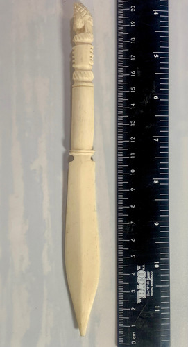 Antiguo Abrecartas Hueso Figura Cabeza Crema (Usado)